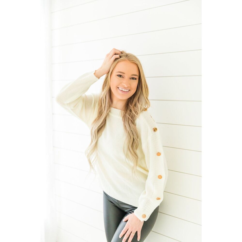 Miss Sparkling Button Sleeve Sweater